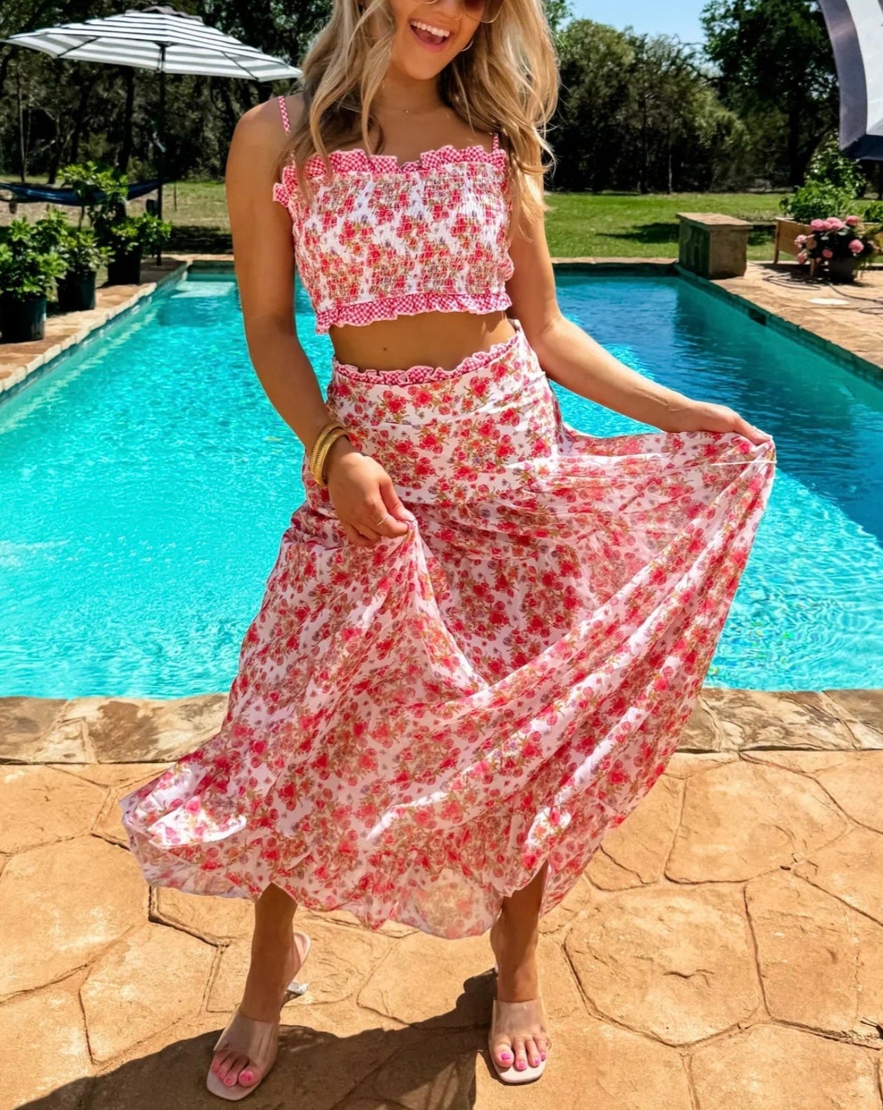 PREORDER: Island Vibes Amalfi Blooms Swim Set With Matching Skirt