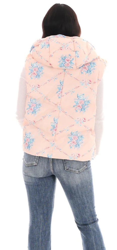 PREORDER Floral Puffer Vest with Hood